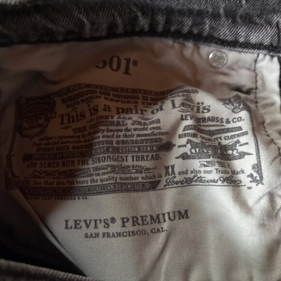 Levies Mens Button Fly 501 27/28 Light Black/gray  Denim Jeans High RIse Premium - Picture 13 of 14